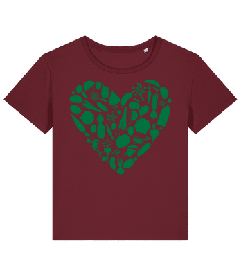 Vegetarisches Herz - Frauen Bio T-Shirt Stanley Stella 2.0 - Bordeaux - Vorne