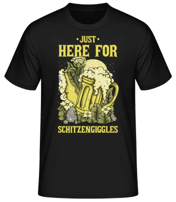 Here For Schitzengiggles - Männer Basic T-Shirt - Schwarz - Vorne