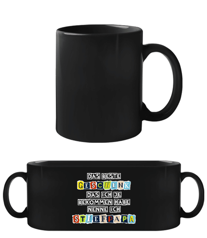 Vorschau: Das Beste Geschenk Nenne Ich Stiefpapa - Schwarze Tasse - Schwarz - Vorne