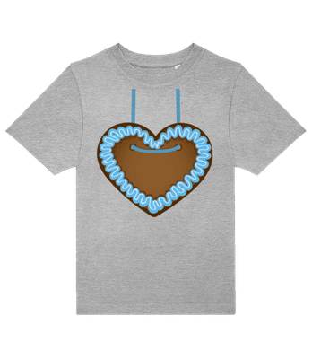 Lebkuchenherz Oktoberfest - Kinder T-Shirt B&C - Grau meliert - Vorne