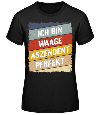 Waage Aszendent Perfekt Retro Stil - Frauen Basic T-Shirt - Schwarz - Vorne