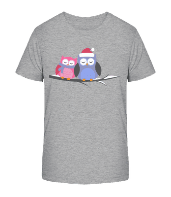 Christmas Owls - Camiseta orgánica para niños Stanley Stella 2.0 - Gris moteado - delante