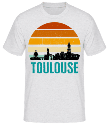 Toulouse Skyline Retro France Silhouette - T-shirt standard Homme - Gris chiné - Devant
