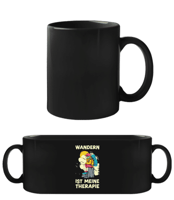 Wandern Ist Meine Therapie - Schwarze Tasse - Schwarz - Vorne