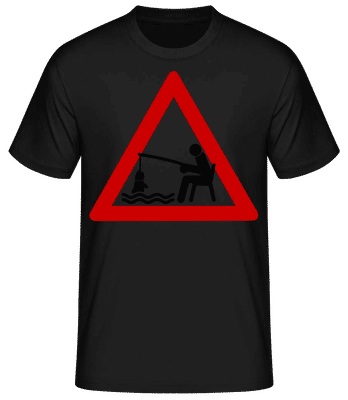 Fishing Warning Sign - Pánske basic tričko - Čierna - Predné