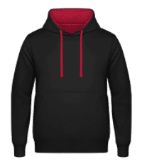 Unisex Hoodie zweifarbig - Schwarz / Rot - Vorne