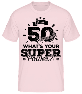 50 Years Super Power - Pánské basic tričko - Růžová - Napřed
