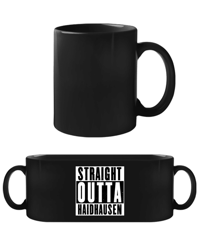 Vorschau: Straight Outta Haidhausen - Schwarze Tasse - Schwarz - Vorne