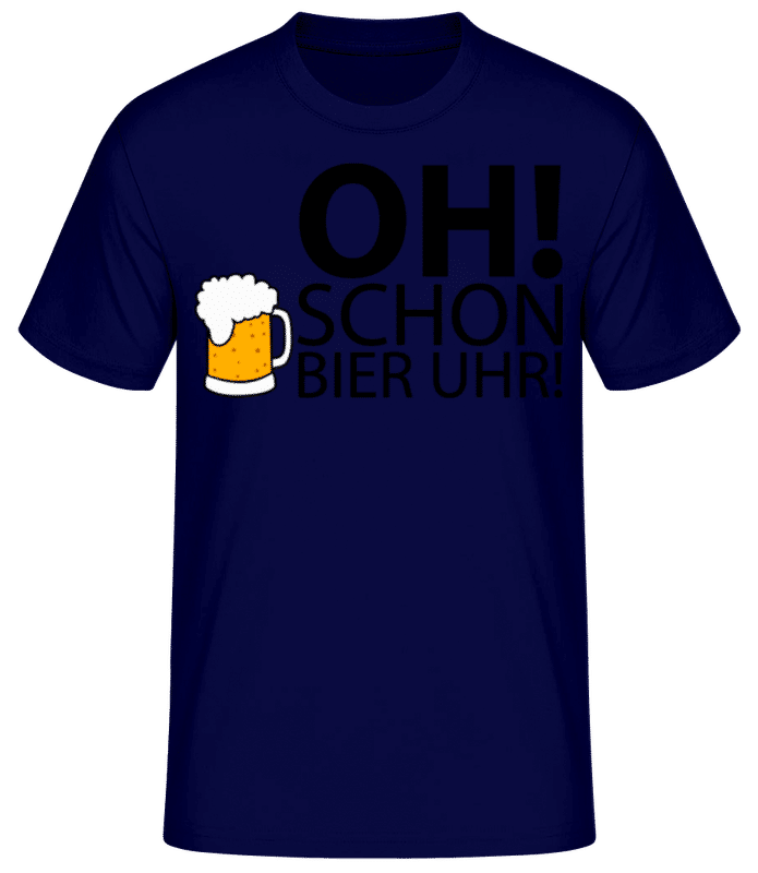 Vorschau: Oh! Schon Bier Uhr! - Männer Basic T-Shirt - Marine - Vorne