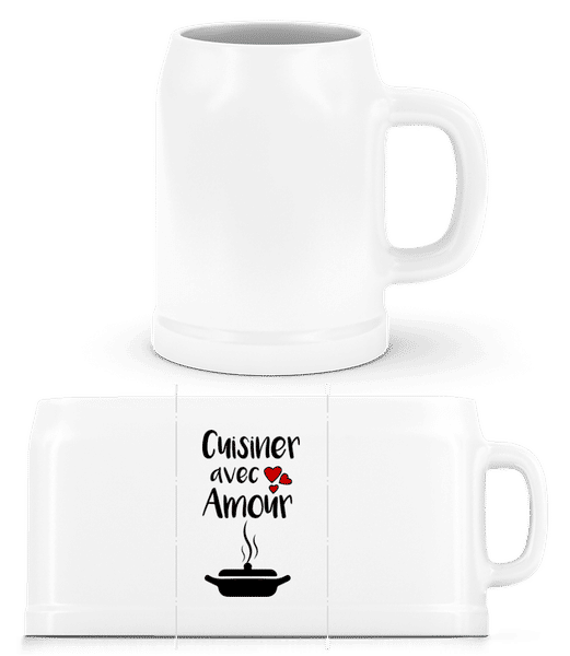 Aperçu: Cuisiner Avec Amour - Chope de bière - Blanc - Devant