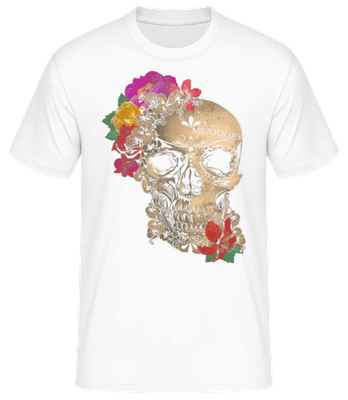 Skull Mexico - Pánske basic tričko - Biela - Predné