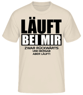 Läuft Bei Mir Rückwärts - Männer Basic T-Shirt - Creme - Vorne
