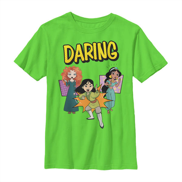 Aperçu: Disney - Princesses Disney - Skupina Showoff Comic Trio - Enfant T-shirt - Citron vert - Devant