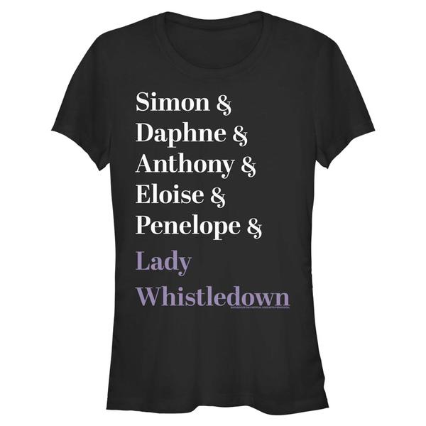 Aperçu: Netflix - La chronique des Bridgerton - Text Name Stack - Femme T-shirt - Noir - Devant