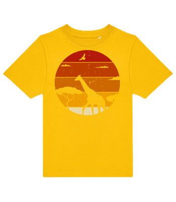  Retro Sunset Giraffe - Camiseta niño B&C - Amarillo - delante