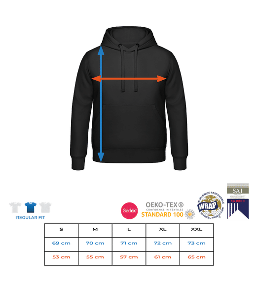 Vorschau: It's Time To Love - Unisex Hoodie - Größentabelle