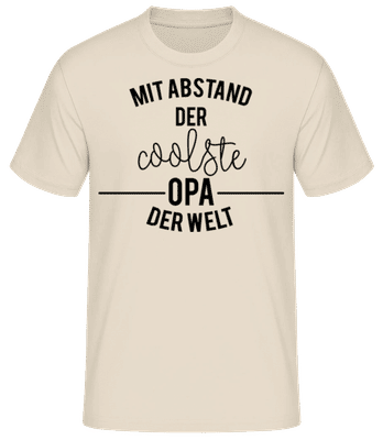 Mit Abstand Der Coolste Opa - Männer Basic T-Shirt - Creme - Vorne