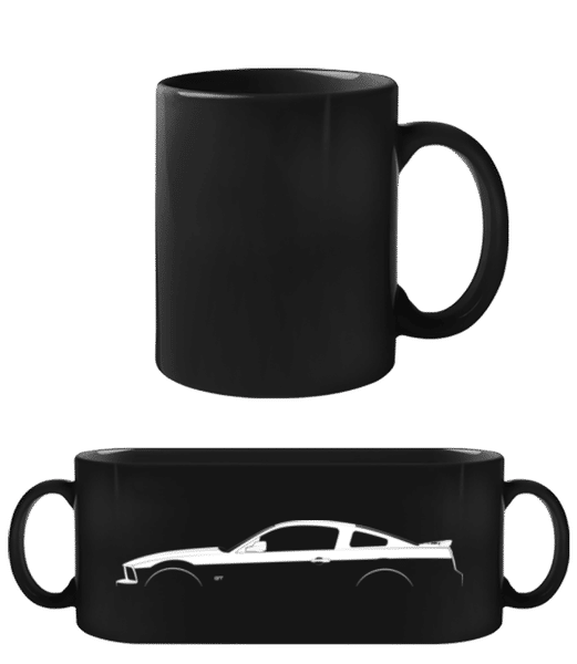 'Ford Mustang GT 2005' Silhouette - Tasse Noire - Noir - Devant