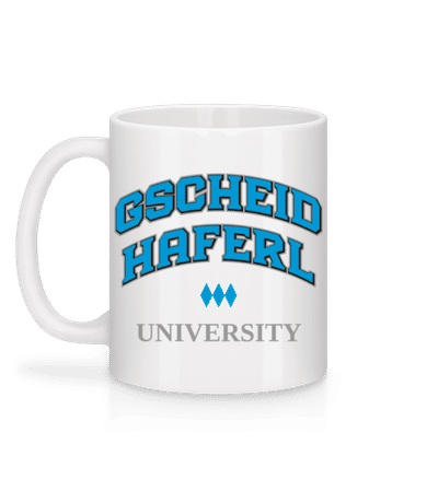 Gscheidhaferl University - Tasse - Weiß - Hinten