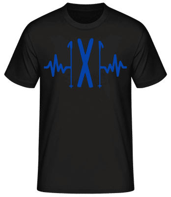 Ski Heartbeat Bleu - T-shirt standard Homme - Noir - Devant