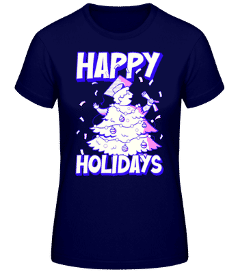Happy Holidays - Frauen Basic T-Shirt - Marine - Vorne