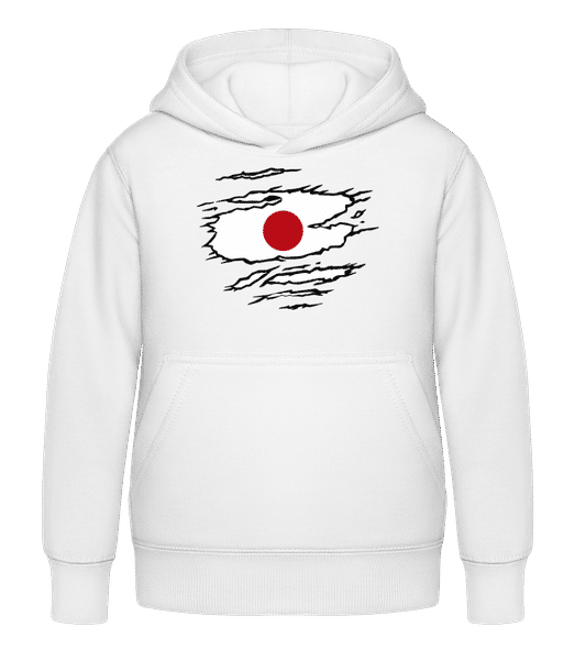 Aperçu: Flag à raccourci le Japon - Sweat à capuche Enfant - Blanc - Devant