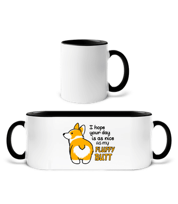 My Fluffy Butt - Mug bicolore en céramique - intérieur de couleur - Blanc / Noir - Devant