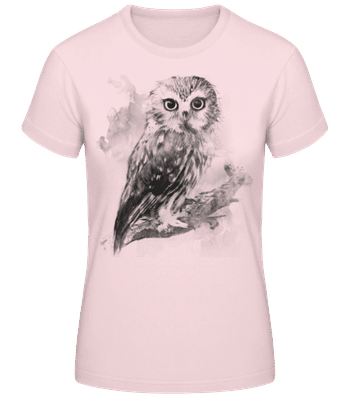 Picture Book Owl - Women's Basic T-Shirt - Pink - Front