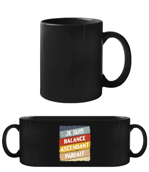 Aperçu: Je Suis Balance Style Rétro - Tasse Noire - Noir - Devant