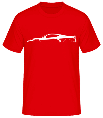'Chevrolet Corvette C8 St.' Silhouette - Pánske basic tričko - Červená - Predné