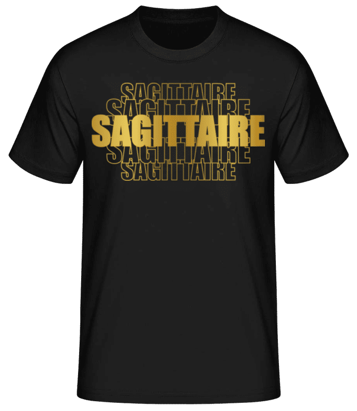 Aperçu: Écriture Doré Astrologique Sagittaire - T-shirt standard Homme - Noir - Devant