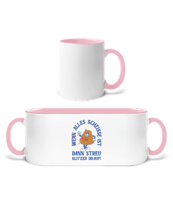 Alles Scheisse Glitzer Drauf - Tasse zweifarbig - Weiß / Rosa - Vorne