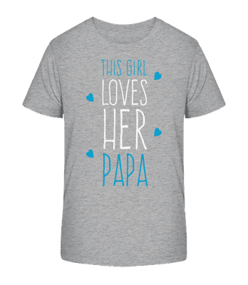This Girl Loves Her Papa - Camiseta orgánica para niños Stanley Stella 2.0 - Gris moteado - delante