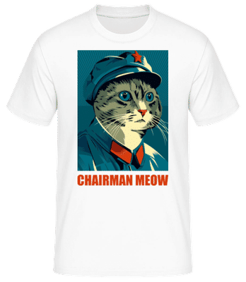 Chairman Meow - Men's Basic T-Shirt - White - Front