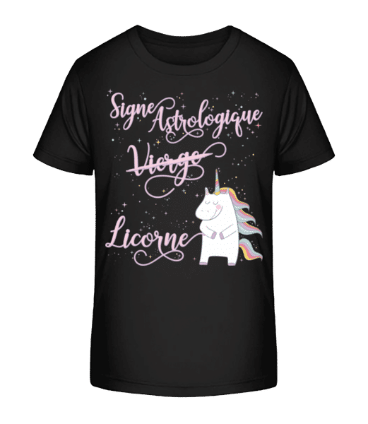 Aperçu: Signe Astrologique Licorne Vierge - T-shirt bio Enfant Stanley Stella 2.0 - Noir - Devant