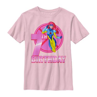 Marvel - X-Men - Jean Grey 7th Grey Birthday - Birthday - Kids T-Shirt - Pink - Front
