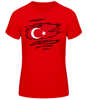 Torn Flag Of Turkey - Camiseta básica de mujer - Rojo - delante