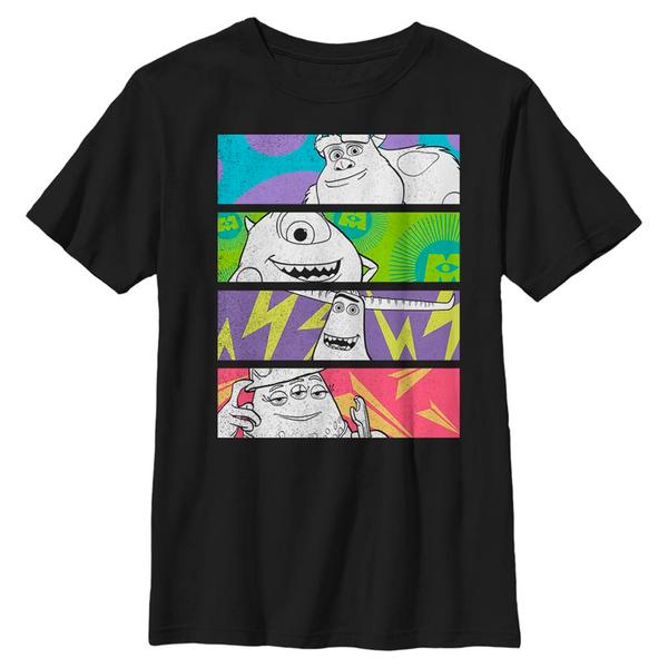 Aperçu: Pixar - Monstres - Photo de groupe Color Panels - Enfant T-shirt - Noir - Devant