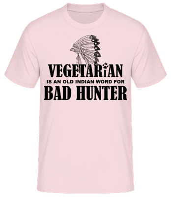 Vegetarian Bad Hunter Indian - Männer T-Shirt B&C - Rosa - Vorne