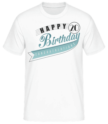 Happy 20 Birthday - Men's Basic T-Shirt - White - Front