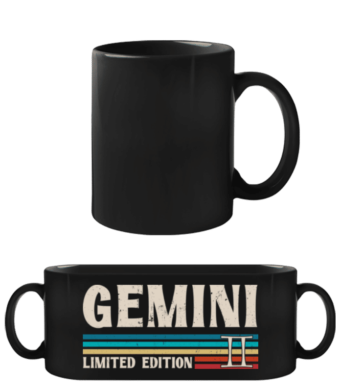 Vorschau: Sternzeichen Gemini Limited - Schwarze Tasse - Schwarz - Vorne
