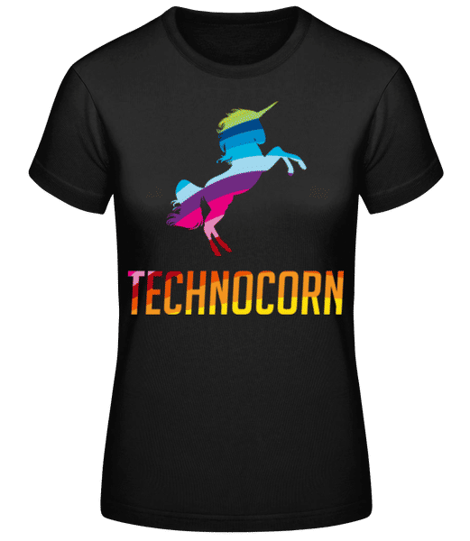 Vorschau: Technocorn - Frauen Basic T-Shirt - Schwarz - Vorne