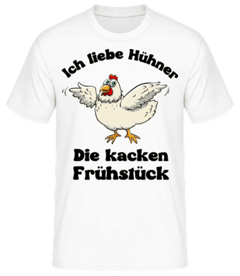Hühner kacken Frühstück - Männer Basic T-Shirt - Weiß - Vorne