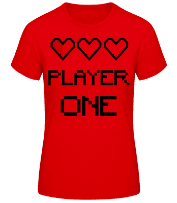 Player One - Dámske basic tričko - Červená - Predné