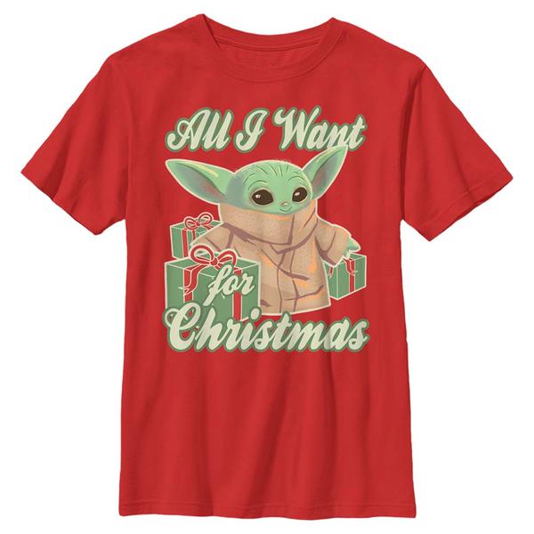Aperçu: Star Wars - The Mandalorian - The Child Christmas Baby - Christmas - Enfant T-shirt - Rouge - Devant