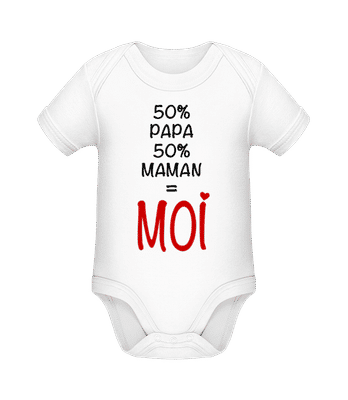 50% Papa, 50% Maman - MOI - Body manches courtes bio - Blanc - Devant