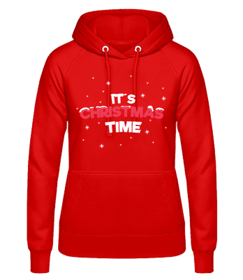 It's Christmas Time - Dámská basic mikina s kapucí - Červená - Napřed