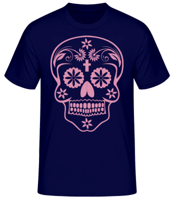 Día de los Muertos Skull - Camiseta básica para hombre - Marino - delante
