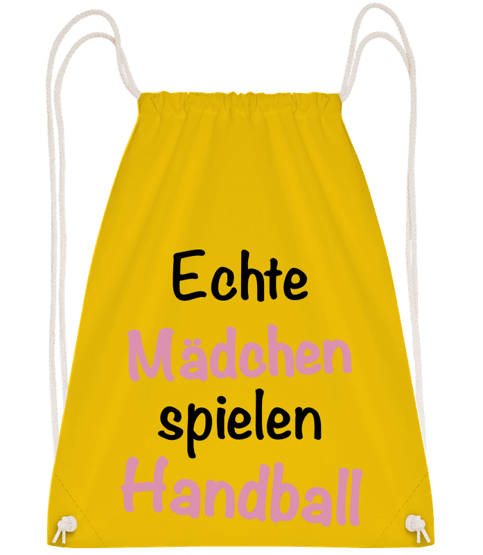 Vorschau: Echte Mädchen Spielen Handball - Turnbeutel - Gelb - Vorn