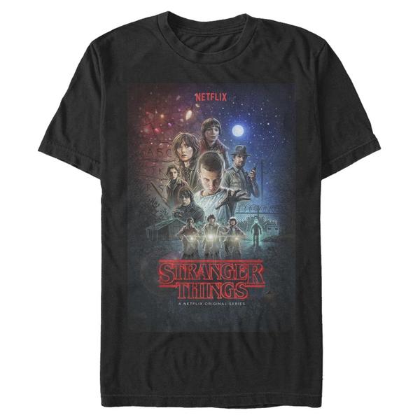 Aperçu: Netflix - Stranger Things - Skupina Classic Illustrated Poster - Homme T-shirt - Noir - Devant